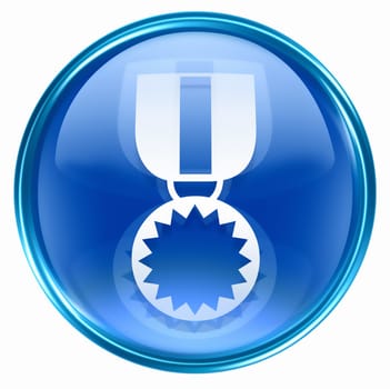  medal icon blue, isolated on white background.