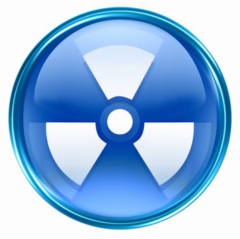 Radioactive icon blue, isolated on white background.