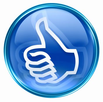  thumb up icon blue, approval Hand Gesture, isolated on white background.