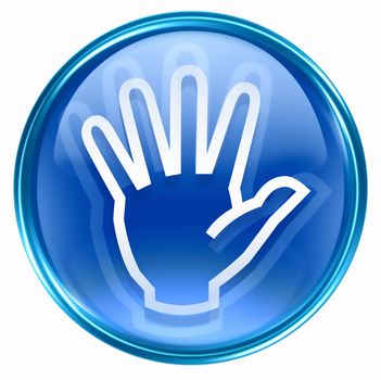 hand icon blue, isolated on white background.