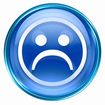 Smiley Face, dissatisfied blue, isolated on white background.