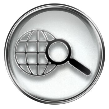 search and magnifier icon grey, isolated on white background.