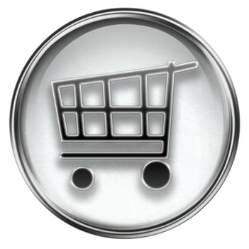 shopping cart icon grey, isolated on white background.