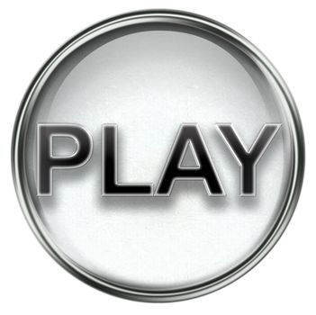 Play icon grey, isolated on white background