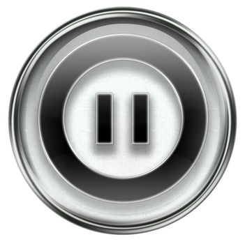 Pause icon grey, isolated on white background.