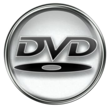 DVD icon grey, isolated on white background.