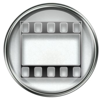 Film icon grey, isolated on white background.