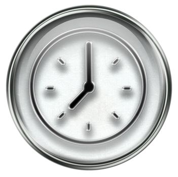 clock icon grey, isolated on white background.