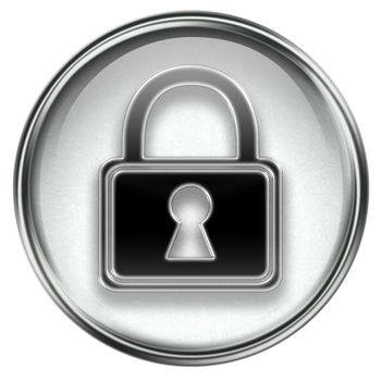 Lock icon grey, isolated on white background.