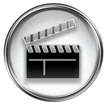 movie clapper board icon grey, isolated on white background.