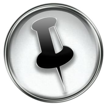 thumbtack icon grey, isolated on white background.