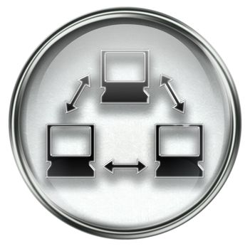 Network icon grey, isolated on white background.