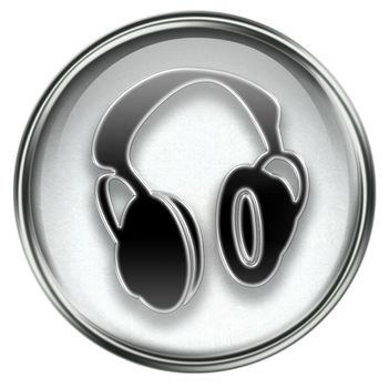 headphones icon grey, isolated on white background.