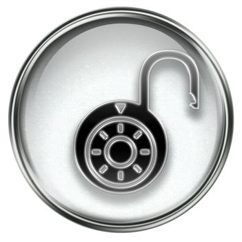 Lock on, icon grey, isolated on white background.
