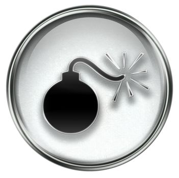 bomb icon grey, isolated on white background.