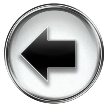 Arrow left icon grey, isolated on white background.