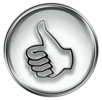 thumb up icon grey, approval Hand Gesture, isolated on white background.