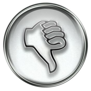 thumb down icon grey, isolated on white background.