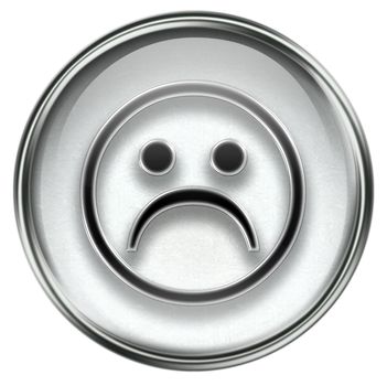 Smiley Face, dissatisfied grey, isolated on white background.