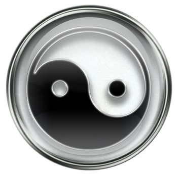 yin yang symbol icon grey, isolated on white background.