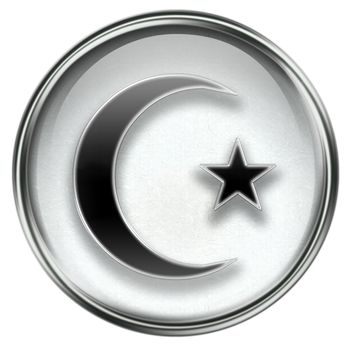moon and star icon grey, isolated on white background.