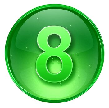 number eight icon green, isolated on white background. 