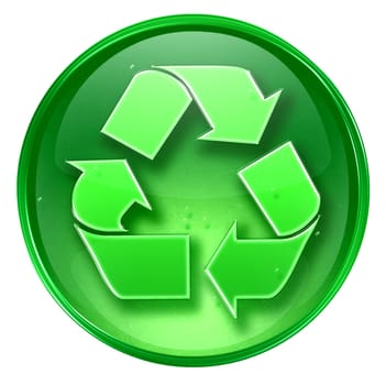 Recycling symbol icon green, isolated on white background. 