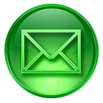 postal envelope icon green, isolated on white background.