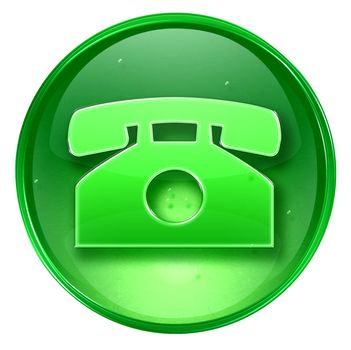 phone icon green, isolated on white background.