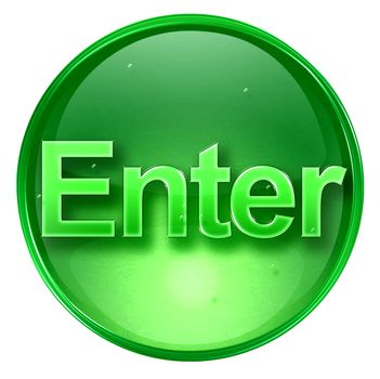 Enter icon green, isolated on white background. 