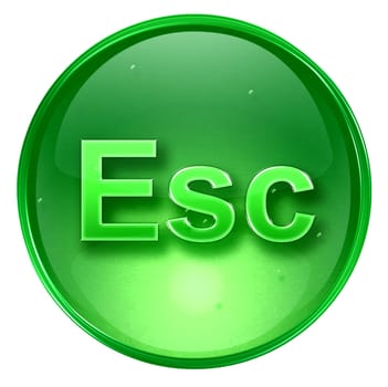 Esc icon green, isolated on white background. 