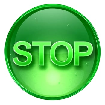 stop icon green, isolated on white background. 