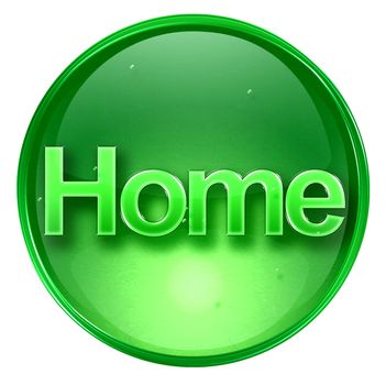 home icon green, isolated on white background. 