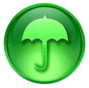 Umbrella icon green, isolated on white background