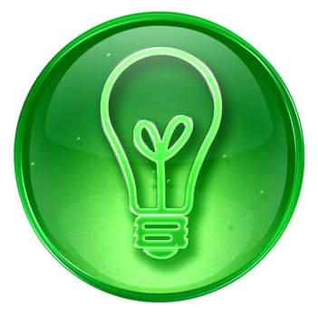 Light Bulb Icon green, isolated on white background