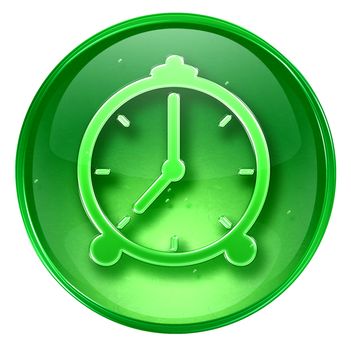 clock icon green, isolated on white background