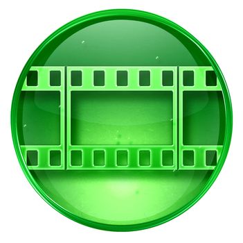 Film icon green, isolated on white background.
