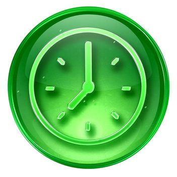 clock icon green, isolated on white background