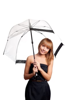 Young fashionable woman smile and holding umbrella