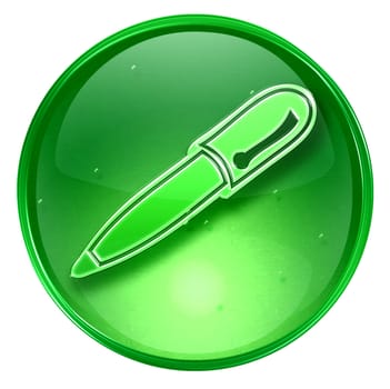 pen icon green, isolated on white background. 