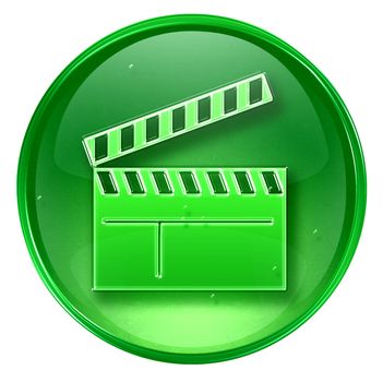 movie clapper board icon green, isolated on white background.