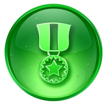  medal icon green, isolated on white background.