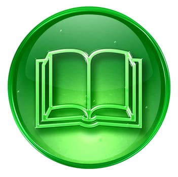 book icon green, isolated on white background.