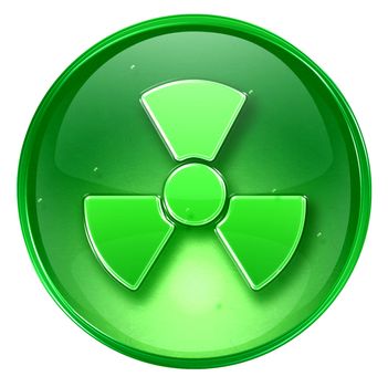 Radioactive icon green, isolated on white background.