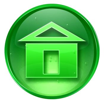 home icon green, isolated on white background. 