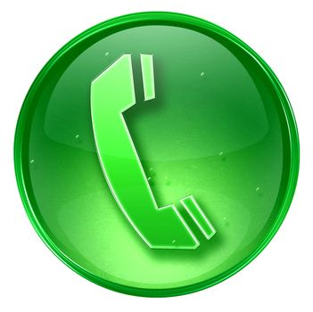 Phone icon green, isolated on white background. 