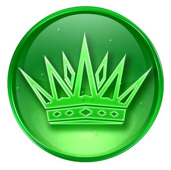 crown icon green, isolated on white background.