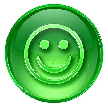 Smiley Face green, isolated on white background.