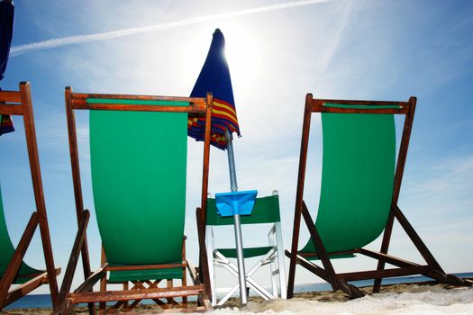 close up of some chairs for sunbathing