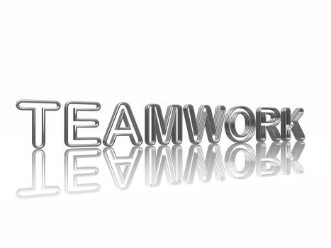 teamwork isolated 3d silver text with reflection